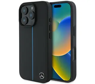Mercedes-Benz MB Blue Line Leather MagSafe do iPhone 16 Pro Czarny