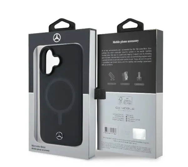 Mercedes-Benz Smooth Leather MagSafe do iPhone 16 Plus Czarny