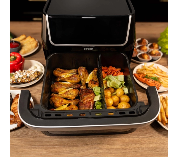 Raven EFN008 Frytkownica niskotłuszczowa 1800W 10l Jedna duża komora lub dwie regulowane