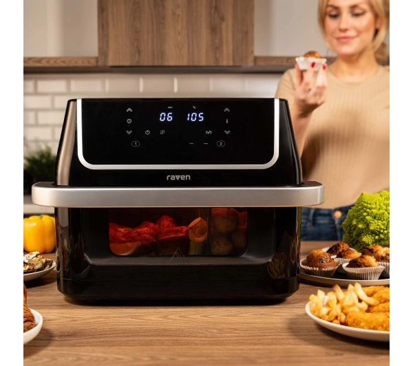 Raven EFN008 Frytkownica niskotłuszczowa 1800W 10l Jedna duża komora lub dwie regulowane