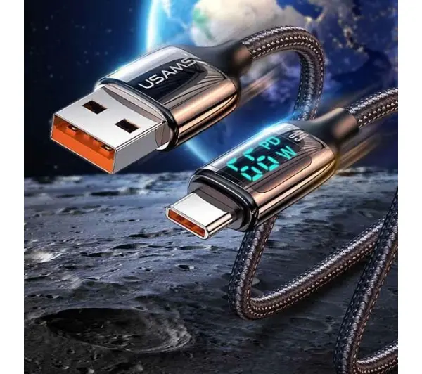 USAMS USB do USB-C LED 6A Fast Charging 1,2m Biały