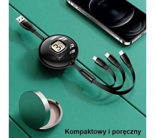 USAMS 3w1 USB do lightning/microUSB/USB-C 1m Zielony
