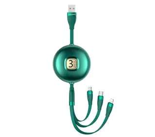 USAMS 3w1 USB do lightning/microUSB/USB-C 1m Zielony