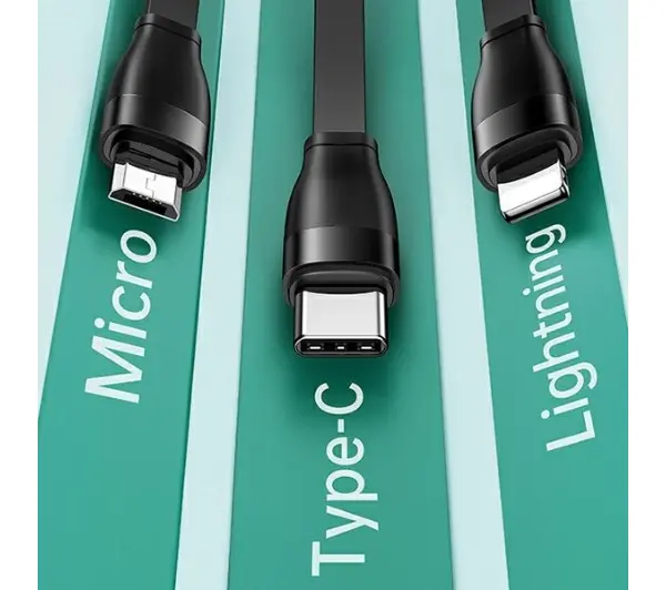 USAMS 3w1 USB do lightning/microUSB/USB-C 1m Zielony