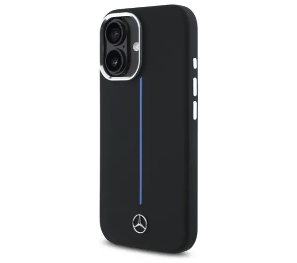 Mercedes-Benz Silicone Blue Stripe MagSafe do iPhone 16 Czarny