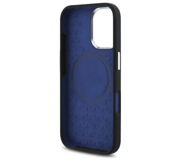 Mercedes-Benz Silicone Blue Stripe MagSafe do iPhone 16 Czarny