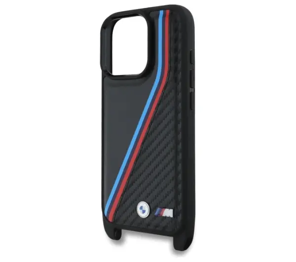BMW M Edition Carbon Tricolor Lines & Strap do iPhone 16 Pro Max Czarny