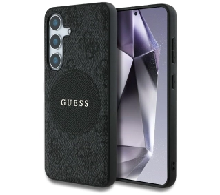Guess 4G Round Patch Classic Logo MagSafe do Galaxy S25 Czarny