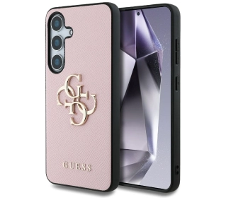 Guess Grained Big 4G Logo Small Classic Logo do Galaxy S25 Różowy