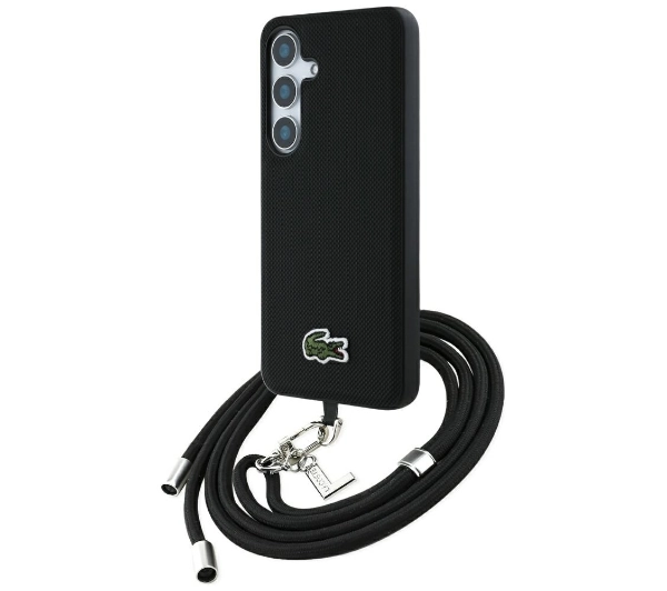 Lacoste Iconic Petit Pique Woven Logo CBDY Strap MagSafe do Galaxy S25 Czarny