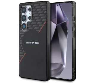 Mercedes-Benz Double Layer Rhombs MagSafe do Galaxy S25 Ultra Czarno-czerwony