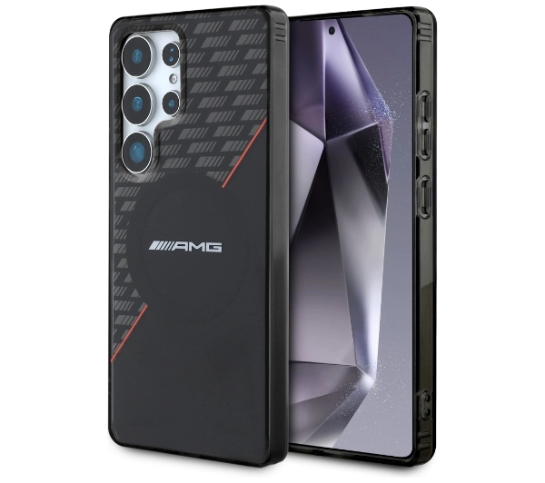 Etui AMG Double Layer Rhombs MagSafe do Samsung Galaxy S25 Ultra Czarno-czerwony