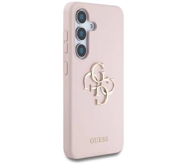 Guess Silicone Big 4G Logo Bottom Script Galaxy S25 Różowy