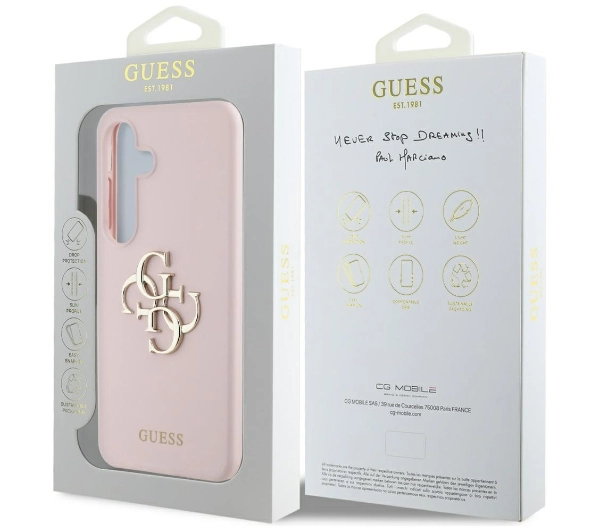 Guess Silicone Big 4G Logo Bottom Script Galaxy S25 Różowy