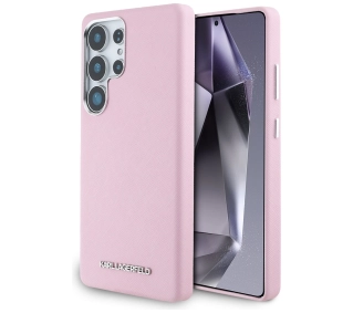 Karl Lagerfeld Saffiano Full Wrapped Elongated Metal Logo MagSafe do Galaxy S25 Ultra Różowy