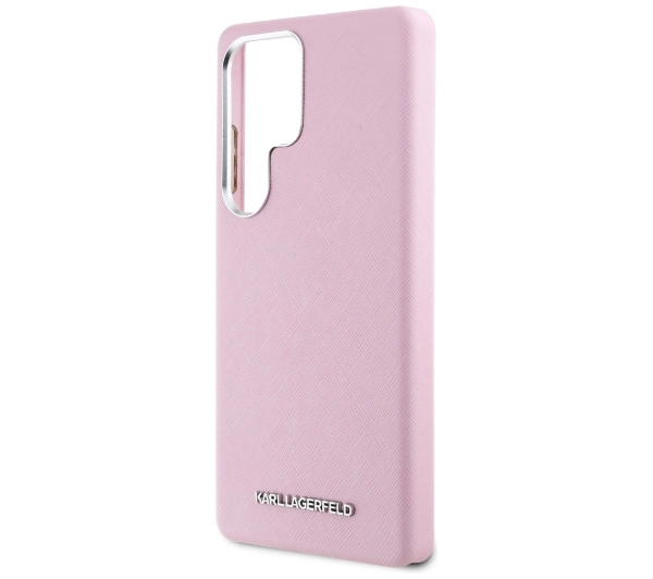 Karl Lagerfeld Saffiano Full Wrapped Elongated Metal Logo MagSafe do Galaxy S25 Ultra Różowy