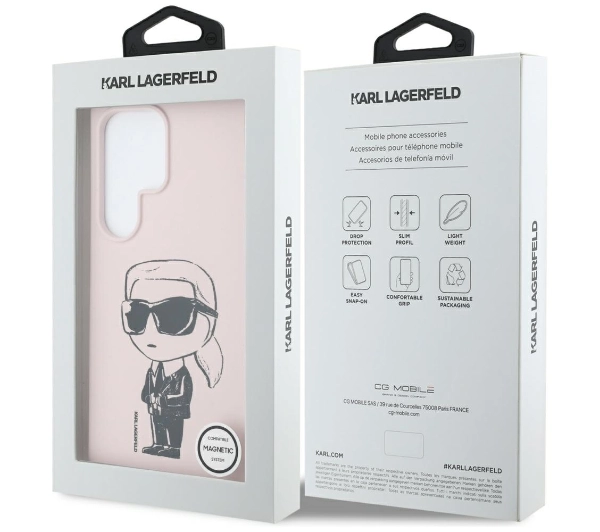 Karl Lagerfeld Silicone Graffiti Ikonik Printed Logo MagSafe do Galaxy S25 Ultra Różowy