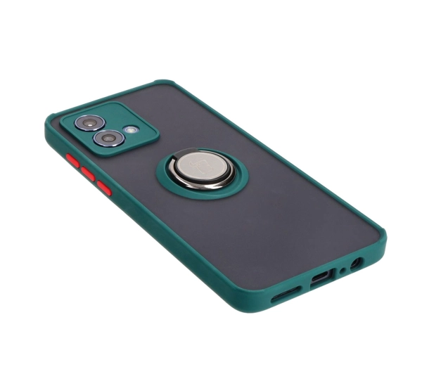 Bizon z uchwytem na palec Hybrid Ring do Motorola Moto G84 5G Przydymione z ciemnozieloną ramką