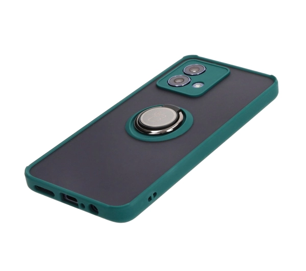 Bizon z uchwytem na palec Hybrid Ring do Motorola Moto G84 5G Przydymione z ciemnozieloną ramką