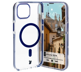 Bizon Marco z MagSafe do iPhone 14/13 Przezroczyste z niebieską ramką