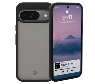 Bizon Angelo do Google Pixel 9 / 9 Pro Przydymione z czarną ramką