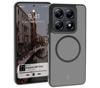 Bizon MatteO z MagSafe do Xiaomi 14T Pro Półprzezroczyste z czarną ramką