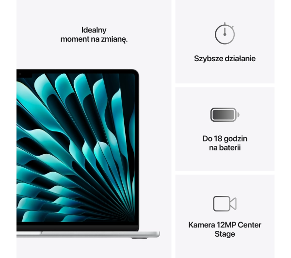 Apple MacBook Air 2025 15,3" M4 24GB RAM 512GB Dysk macOS Srebrny Funkcje AI - Kup na Raty - RRSO 0%