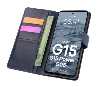 Bizon z klapką Pocket do Motorola Moto G15/G15 Power/G05 Granatowy