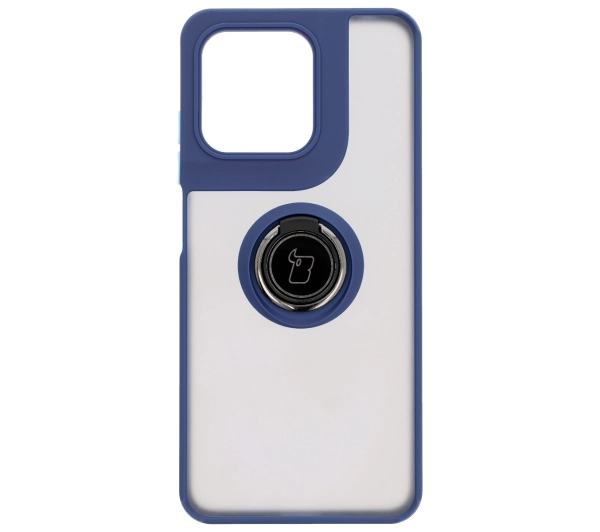 Bizon z uchwytem na palec Hybrid Ring do Motorola Moto G15 /  G15 Power Przydymione z granatową ramką