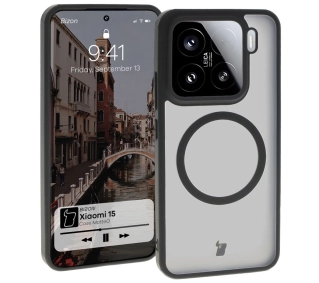 Bizon MatteO z MagSafe do Xiaomi 15 Półprzezroczyste z czarną ramką
