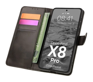 Bizon z klapką Pocket do Oppo Find X8 Pro Czarny