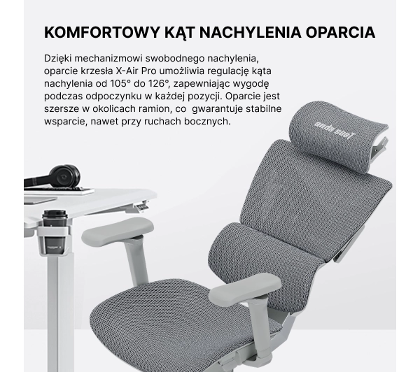 Anda Seat X-Air Pro XL Gamingowy do 120kg Tkanina Szary - Kup na Raty - RRSO 0%