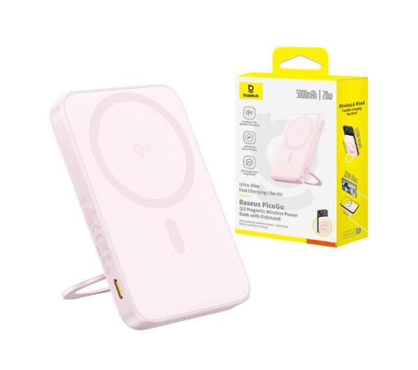 Baseus PicoGo Qi2 5000mAh 20W Różowy