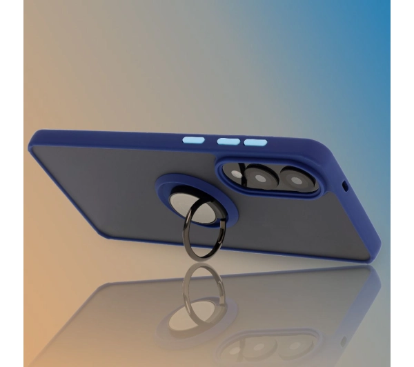 Bizon z uchwytem na palec Hybrid Ring do Galaxy S25 Edge przydymione z Granatową ramką