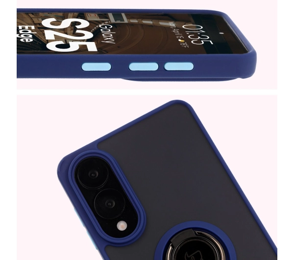 Bizon z uchwytem na palec Hybrid Ring do Galaxy S25 Edge przydymione z Granatową ramką