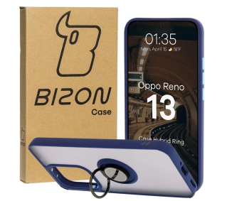 Bizon z uchwytem na palec Hybrid Ring do Oppo Reno13 przydymione z Granatową ramką