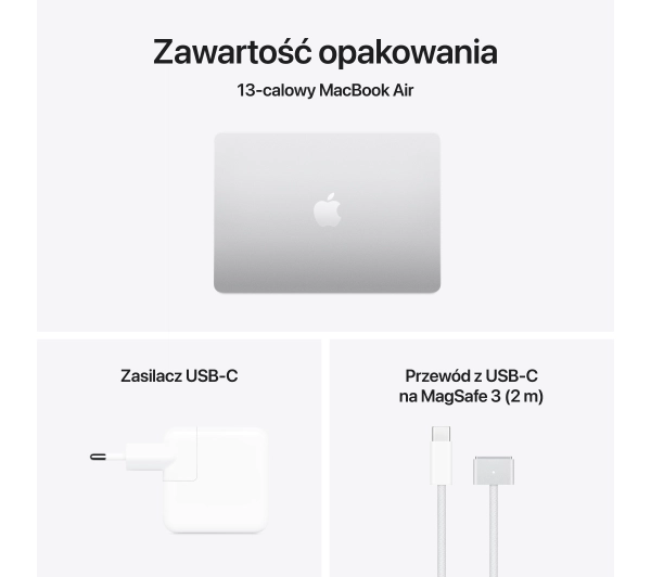 Apple MacBook Air 2025 13,6" M4 16GB RAM 512GB Dysk macOS Srebrny 70W Funkcje AI - Kup na Raty - RRSO 0%