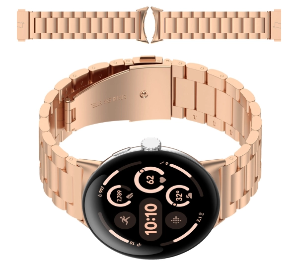 Bizon ze stali nierdzewnej Aura do Google Pixel Watch 4/3/2/1 41mm Różowo złoty