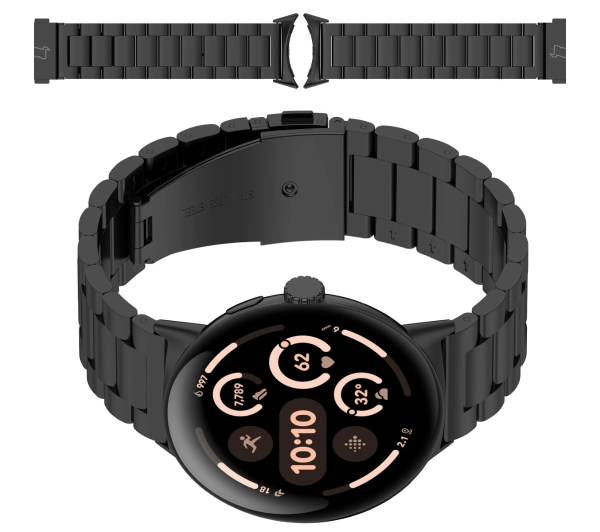 Bizon ze stali nierdzewnej Aura do Google Pixel Watch 4/3/2/1 41mm Czarny