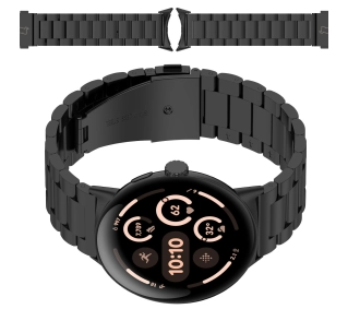 Bizon ze stali nierdzewnej do Google Pixel Watch 3 41 mm / Google Pixel Watch 2 41 mm/ Google Pixel Watch 1 41 mm czarny
