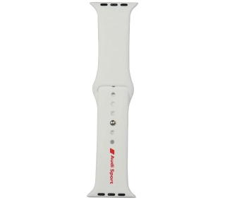 AUDI Sport Red Logo Silicone Watch Strap do Apple Watch 44/45/46/49mm Biały