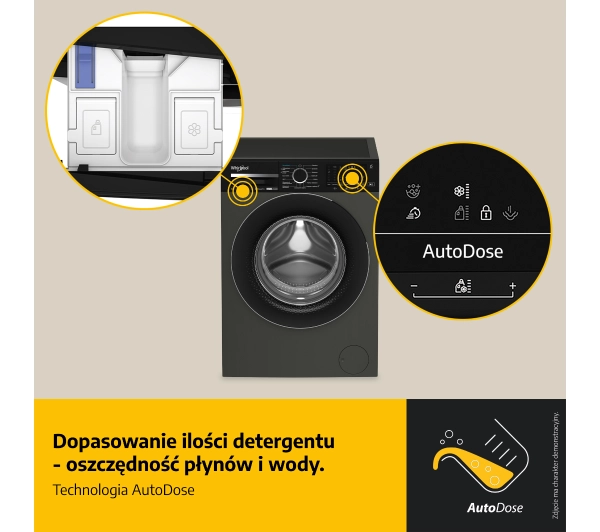 Whirlpool AutoDose MXWM 07G ADS PL Funkcje AI AdaptiveWash 10kg 1400obr/min Zdalne sterowanie - Kup na Raty - RRSO 0%