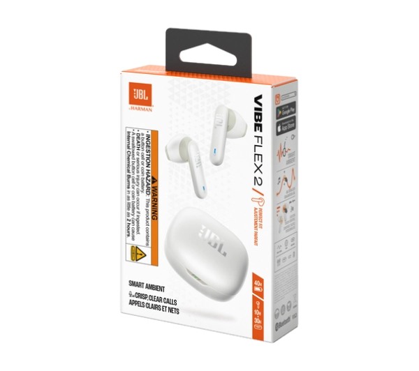 JBL Vibe Flex 2 White Douszne Bluetooth 5.3 Biały