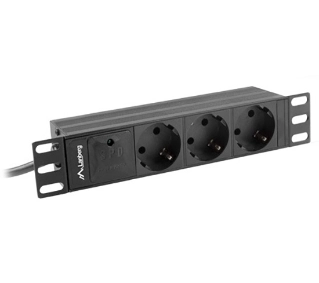 Lanberg RACK PDU 1U 10A 3xSCHUKO 2m Czarny