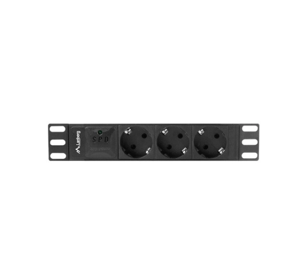 Lanberg RACK PDU 1U 10A 3xSCHUKO 2m Czarny