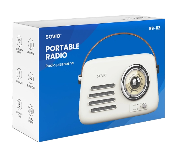 Savio RS-02  Przenośny akumulatorowy Biały 