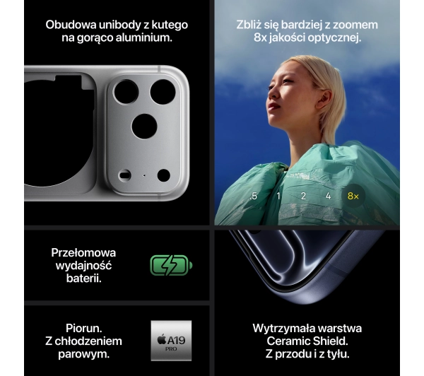 Apple iPhone 17 Pro 256GB Funkcje AI 6,3" 120Hz 48Mpix Srebrny - ⚡ BESTSELLERY ⚡ - Kup na Raty - RRSO 0%