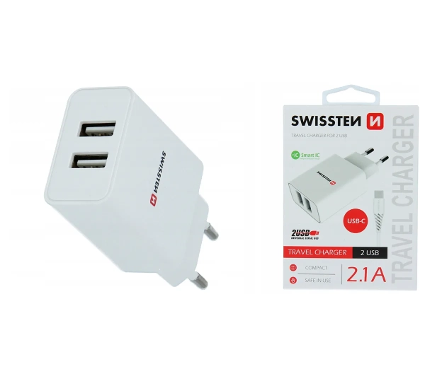 Swissten 22053000 2x USB-A 2,1A Biały