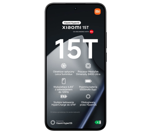 Xiaomi 15T 12/512GB Funkcje AI 6,83" 120Hz 50Mpix Czarny - Kup na Raty - RRSO 0%