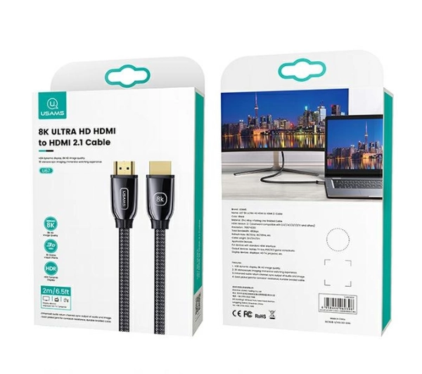 USAMS SJ497HD01 8K UHD 2m Czarny